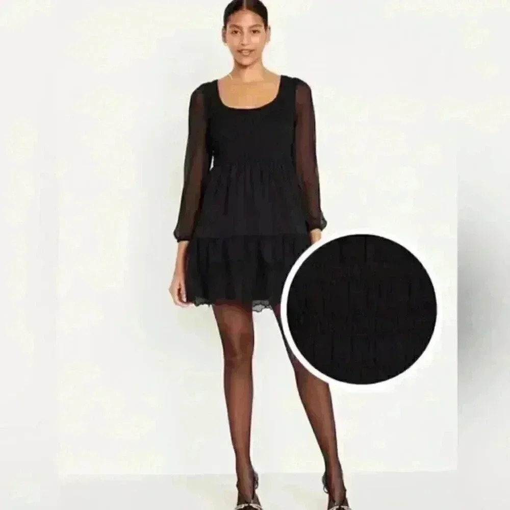 NWT Old Navy Black Fit & Flare Eyelet Mini Dress Size  XS